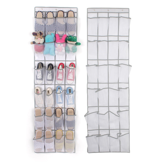 Must-Have 24 Pocket Shoe Rack | Over the Door Hanging Vertical Organizer