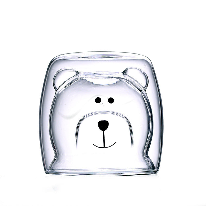 Double Layer Bear Glass Cup