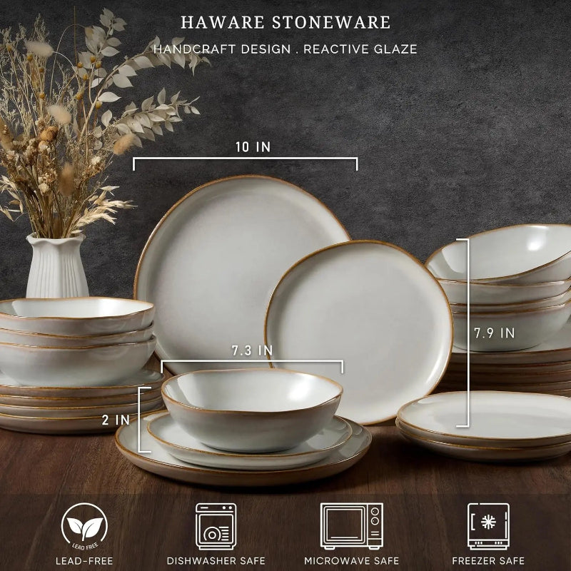 18-Piece White Ceramic Dinnerware Set