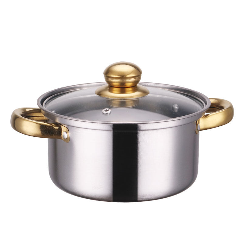 Stainless Steel Gold Handle Pot Set
