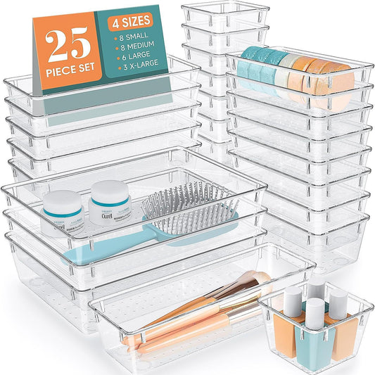 Clear Acrylic Storage Box Set | Desktop Organizer for Office & Home Organization