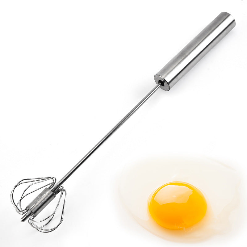 Effortless Stainless Steel Push Whisk | Semi-Automatic Hand Egg Beater