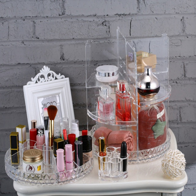 Luxury Diamond Wave Makeup Organizer | Clear Aesthetic Storage Box Set