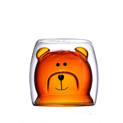 Double Layer Bear Glass Cup