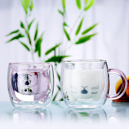 Double Layer Bear Glass Cup