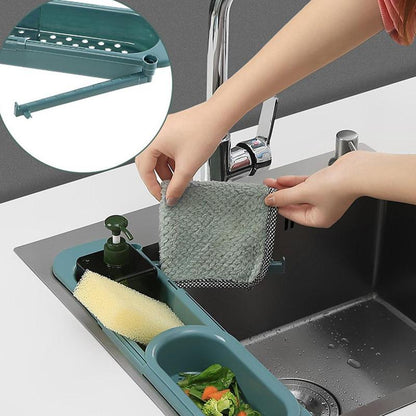 Adjustable Telescopic Sink Rack | Space-Saving Soap Sponge Drainer Gadget