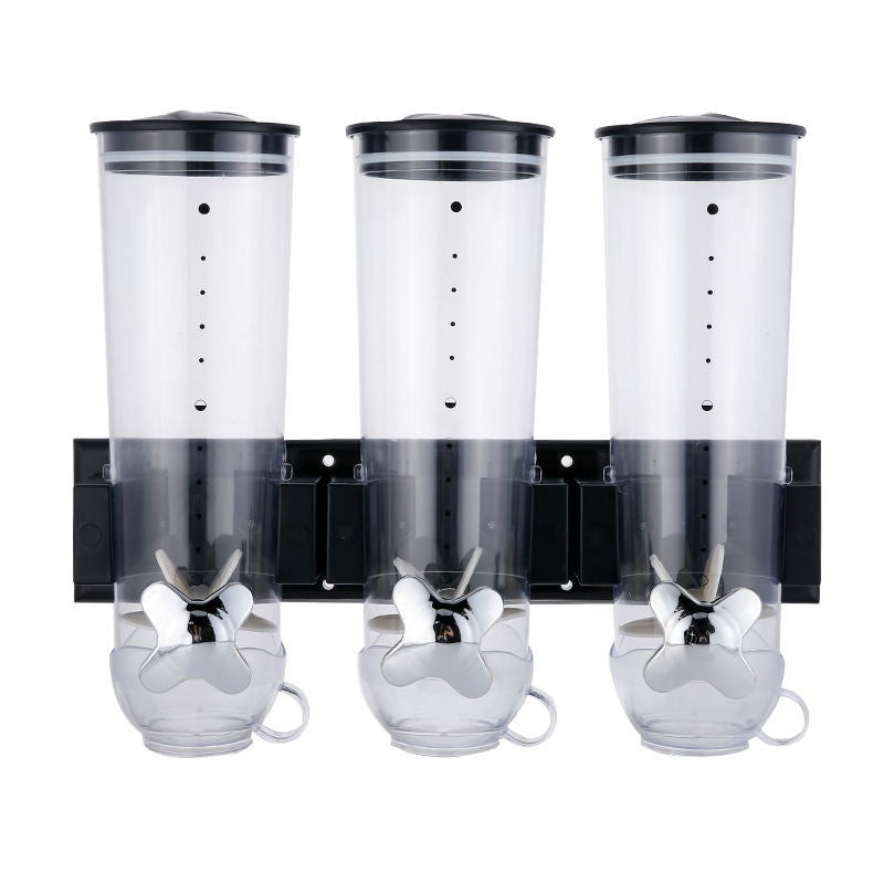 3-Container Cereal Dispenser | Triple Dry Food Organizer & Portion Control