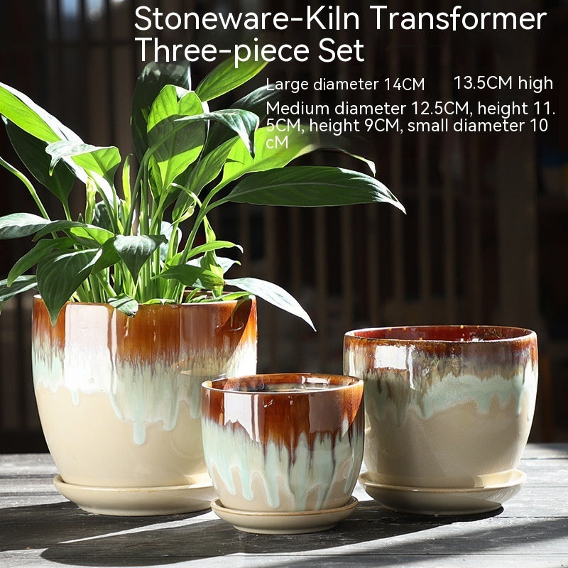 Elegant Ceramic Chinese Style Flower Pot Set