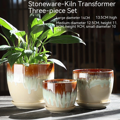 Elegant Ceramic Chinese Style Flower Pot Set