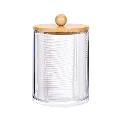 Aesthetic Acrylic Q-tip Holder | Clear Cotton Swab Storage Box for Vanity