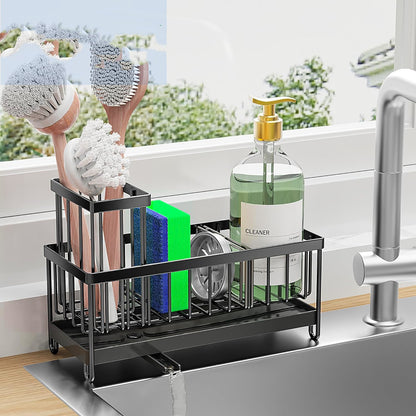 304 Stainless Steel Sink Caddy | Sponge Holder & Dishcloth Drying Rack
