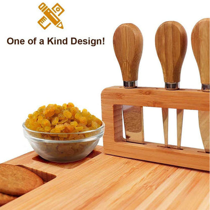 Multifunctional Cheese Board w/ Knife Drawer | All-in-One Serving Set