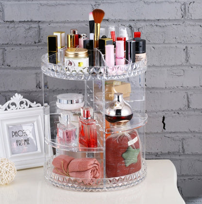 Luxury Diamond Wave Makeup Organizer | Clear Aesthetic Storage Box Set