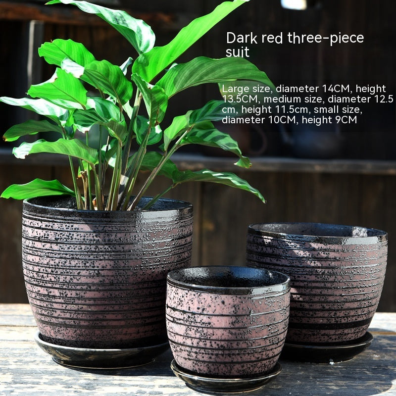 Elegant Ceramic Chinese Style Flower Pot Set