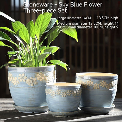Elegant Ceramic Chinese Style Flower Pot Set