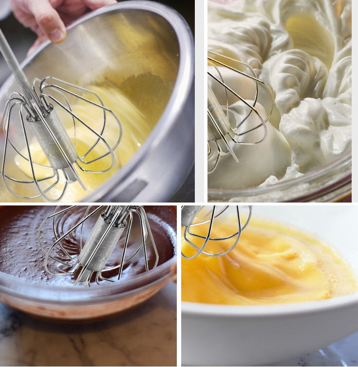 Effortless Stainless Steel Push Whisk | Semi-Automatic Hand Egg Beater