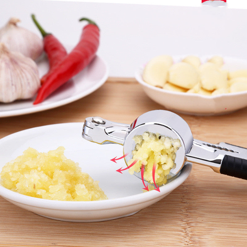 Effortless Manual Garlic Press Mincer | Zinc Alloy Kitchen Tool Stainless Steel