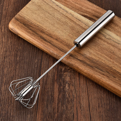 Effortless Stainless Steel Push Whisk | Semi-Automatic Hand Egg Beater
