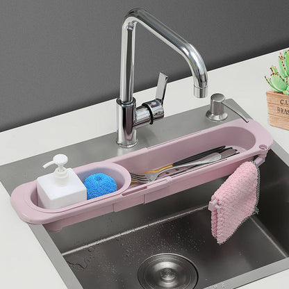 Adjustable Telescopic Sink Rack | Space-Saving Soap Sponge Drainer Gadget