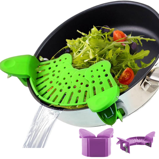 Hands-Free Silicone Pot Strainer | Universal Anti-Spill Pasta Food Colander