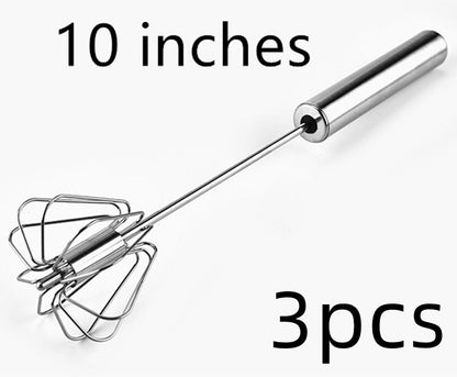 Effortless Stainless Steel Push Whisk | Semi-Automatic Hand Egg Beater