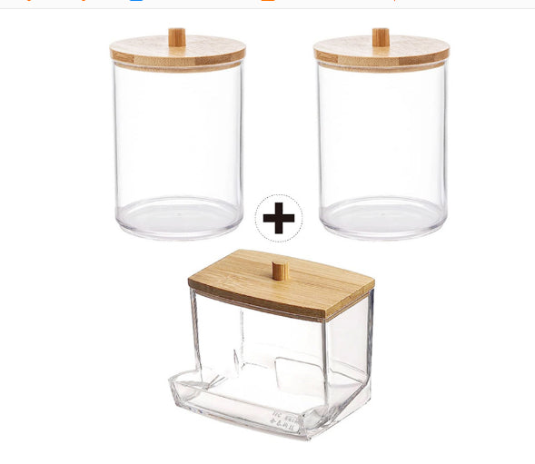 Aesthetic Acrylic Q-tip Holder | Clear Cotton Swab Storage Box for Vanity