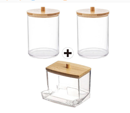 Aesthetic Acrylic Q-tip Holder | Clear Cotton Swab Storage Box for Vanity