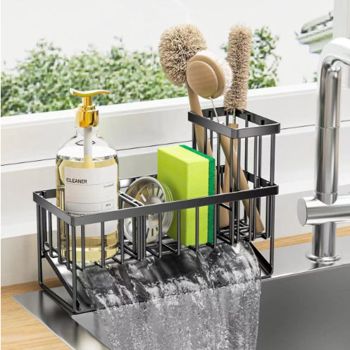 304 Stainless Steel Sink Caddy | Sponge Holder & Dishcloth Drying Rack