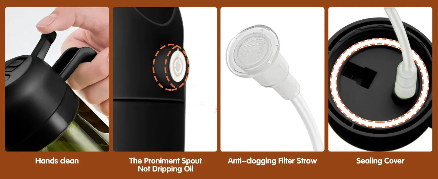 470ML/16oz Light-Blocking Dark Glass Oil Sprayer