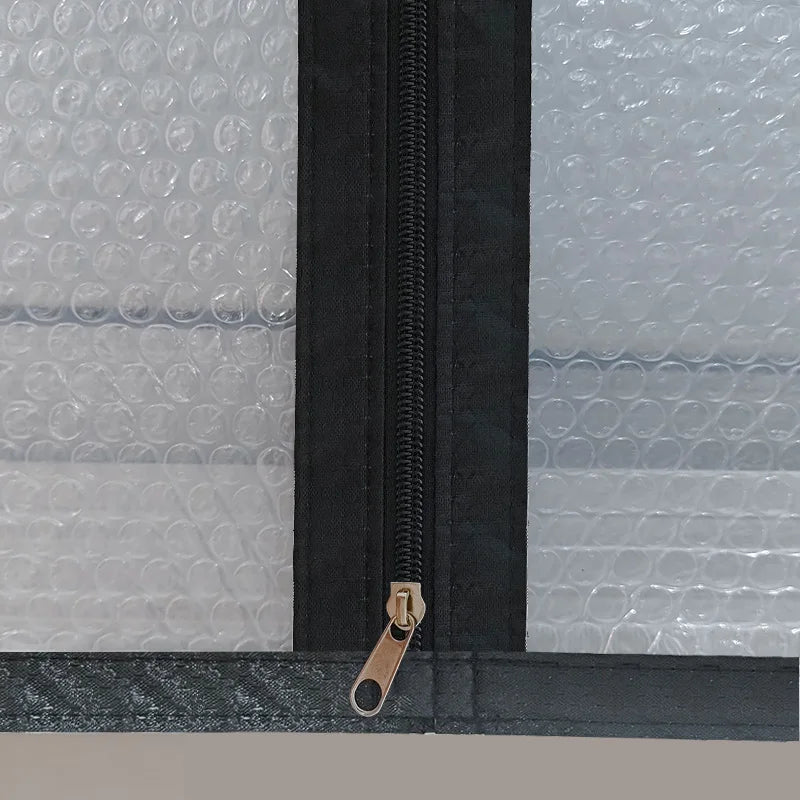 Winter Insulated Bubble Wrap Curtains – Double-Layer, Zippered for Wind & Cold