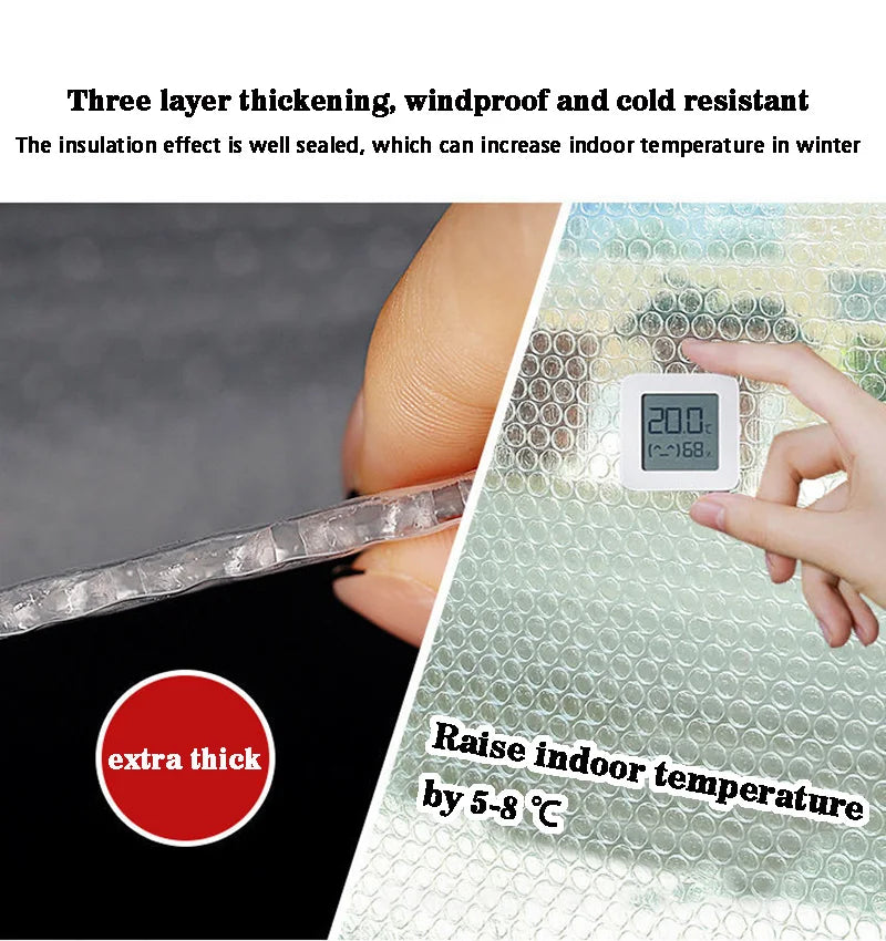 Winter Insulated Bubble Wrap Curtains – Double-Layer, Zippered for Wind & Cold