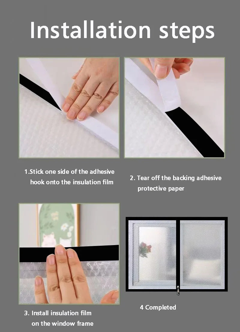 Winter Insulated Bubble Wrap Curtains – Double-Layer, Zippered for Wind & Cold