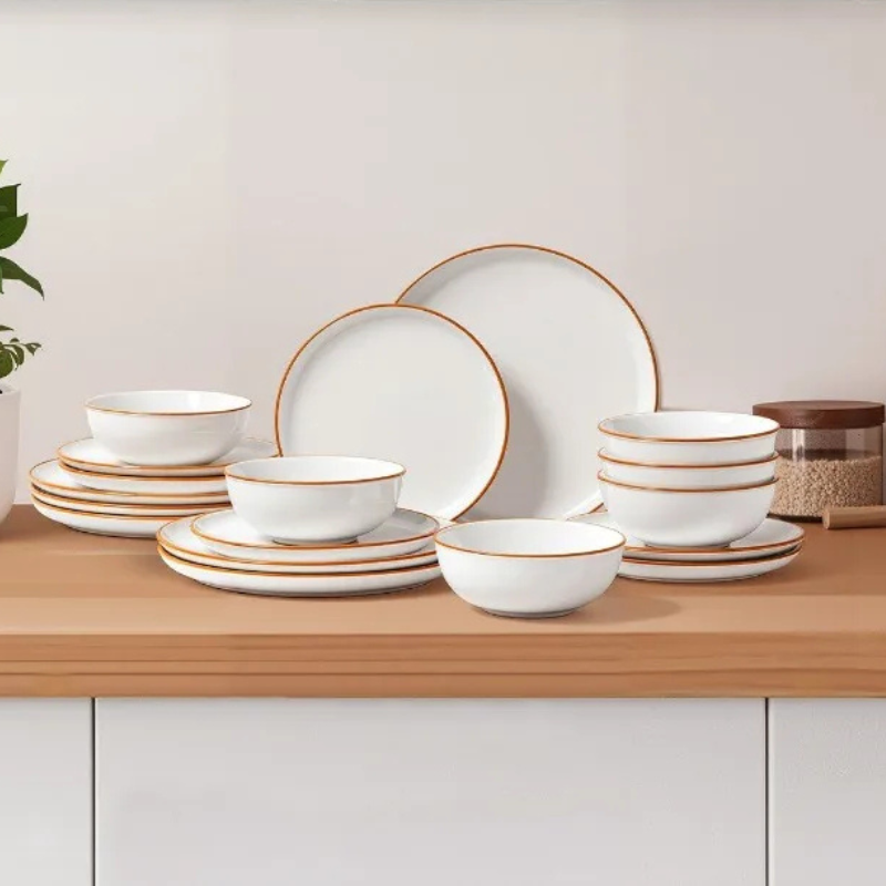 18-Piece White Ceramic Dinnerware Set