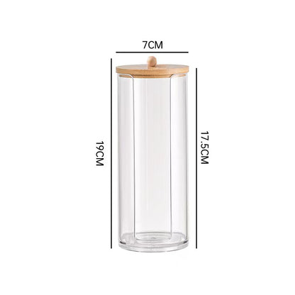 Aesthetic Acrylic Q-tip Holder | Clear Cotton Swab Storage Box for Vanity