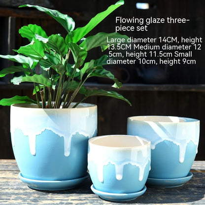 Elegant Ceramic Chinese Style Flower Pot Set