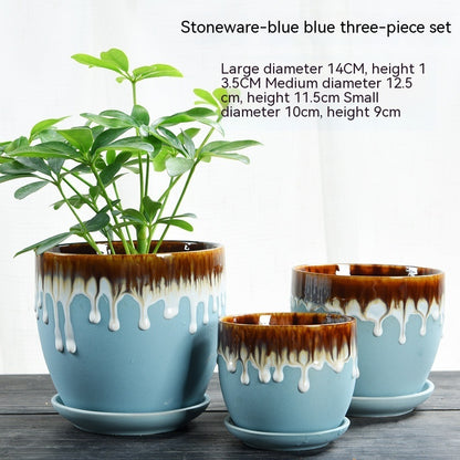 Elegant Ceramic Chinese Style Flower Pot Set