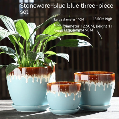 Elegant Ceramic Chinese Style Flower Pot Set