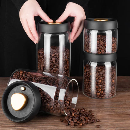 Vacuum Sealed Glass Kitchen Storage Jar Set