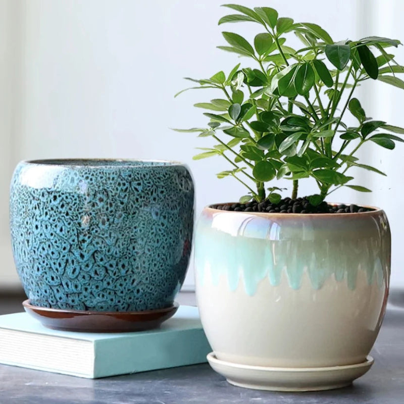 Elegant Ceramic Chinese Style Flower Pot Set