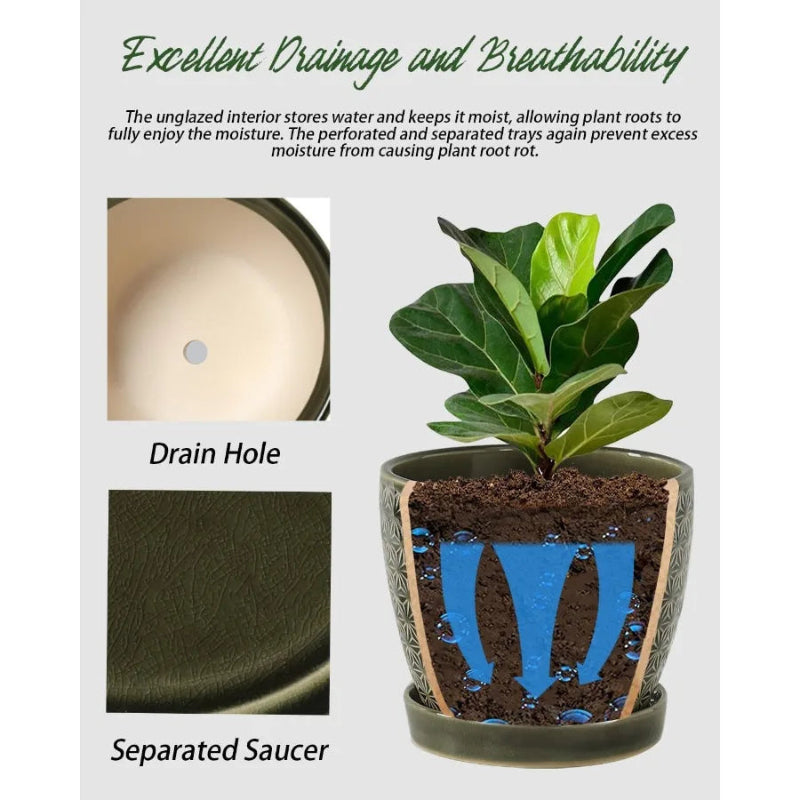 Elegant Ceramic Chinese Style Flower Pot Set