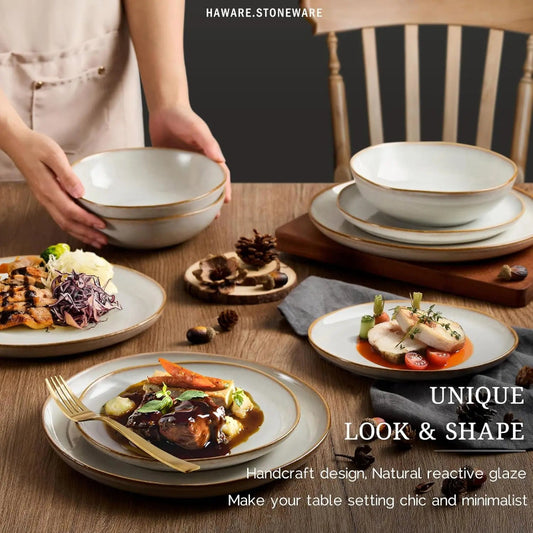 18-Piece White Ceramic Dinnerware Set